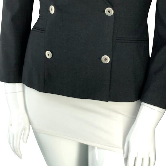 State Of Claude Montana Blazer Womens 12 Black Double Breasted Wool Blend Jacket - Picture 3 of 16